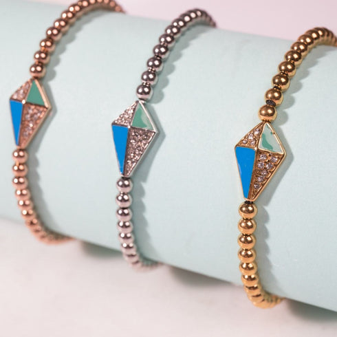 Drachen | 18 Karat Gold | Emaille | Kristall-Charm-Armband